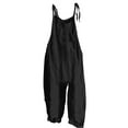 thumbnail image 1 of Prolriy Jumpsuits for Women, Womens Boho Floral Jumpsuits Cotton Linen Sleeveless Spaghetti Strap Baggy Romper Wide Leg Overalls with Pockets Womens Jumpsuit Black XXXL, 1 of 3