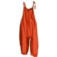 thumbnail image 1 of Prolriy Jumpsuits for Women, Womens Boho Floral Jumpsuits Cotton Linen Sleeveless Spaghetti Strap Baggy Romper Wide Leg Overalls with Pockets Womens Jumpsuit Orange XXL, 1 of 3