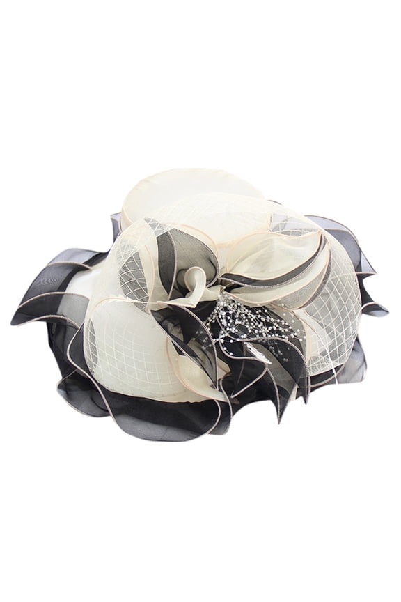 Kenntucky Derby Hats for Women Hat Wide Brim Flounce Cocktail Tea Party Bridal Dress Church Hat Fascinators Hats for Women Beige