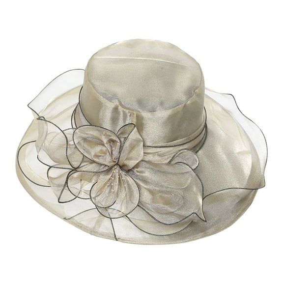Prolriy Derby-Inspired, Spring Fascinator Hats for Women, Women's Vintage Floral Mesh Sun Hat Beach Sun Hat with Sun Tea Party Hats for Women Beige