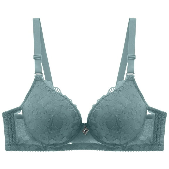 Prolriy Lace Bras for Women, Women's Casual Fashion Large Size Bra Thin Sponge Underwear Sexy Lace Bra Women's Bras Green 40