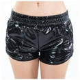 thumbnail image 1 of Prolriy Leather Shorts for Women Drawstring Sparkly Elastic Outfit Yoga Shorts Shiny Waist Booty Dance Pants Women's Rave Pants Womens Shorts Black M, 1 of 6