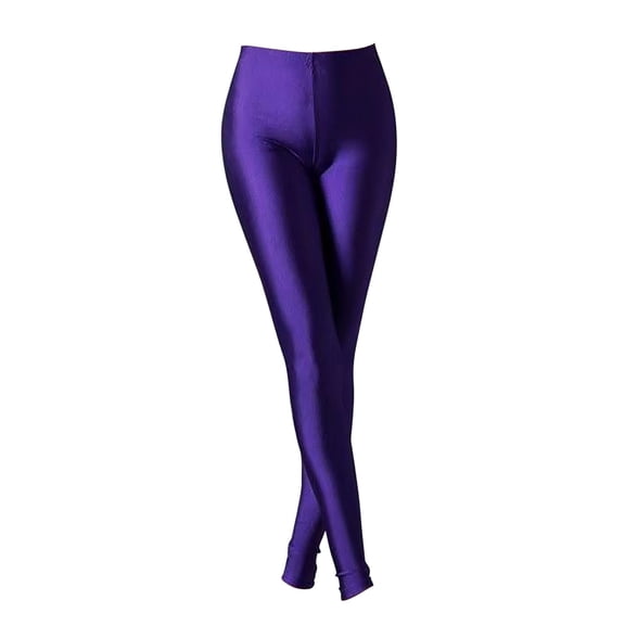 Prolriy Leggings for Women Glossy Casual High Waisted Elastic Yoga Pants for Women Wearing Slim Fitting 9 Point Candy Colored Leggings Womens Leggings Womens Pants Purple