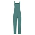 thumbnail image 1 of Prolriy Linen Jumpsuits for Women, Women's Cotton Linen Overalls Long Baggy Casual Rompers with Pockets Summer Wed Leg Jumpsuits Plus Size Jumper Women's Jumpsuits Green M, 1 of 3