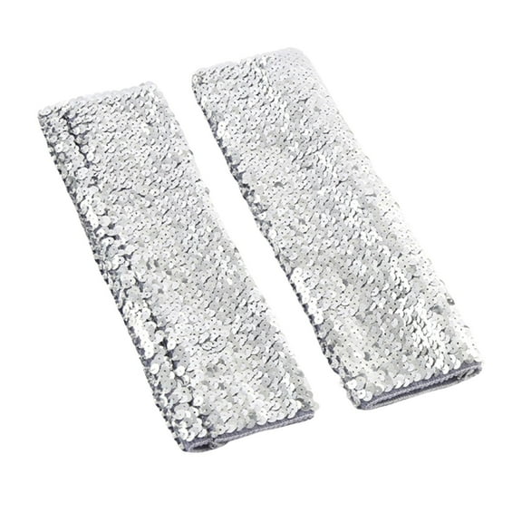 Prolriy Long Gloves Women Formal Stylish Glitter Gloves Sequin Long Gloves Fingerless Elastic Gloves Glitter Carnival Costumes for Women and Girls Opera Gloves Silver