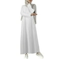 thumbnail image 1 of Prolriy Long Sleeve Dress for Women Muslim Abaya Dress Prayer Dress Full Length Kaftan with Hijab Dubai Maxi Dress Womens Dresses White XXXL, 1 of 6