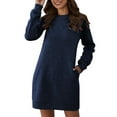 thumbnail image 1 of Prolriy Long Sleeve Dress for Women Round Neck Long Sleeve Women's Sweater Waist Dress Womens Dresses B M, 1 of 4