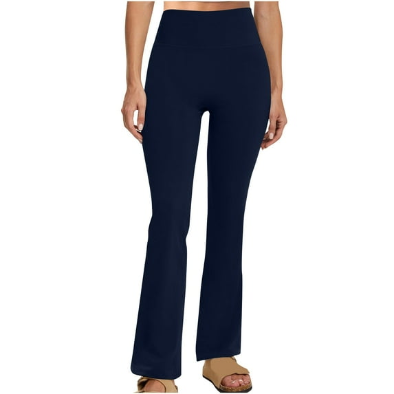 Prolriy Lounge Pants Women, Women's Flare Yoga Pants High Waisted Flared Leggings Workout Bell Bottoms Leggings Tummy Women's Pants Navy XXL