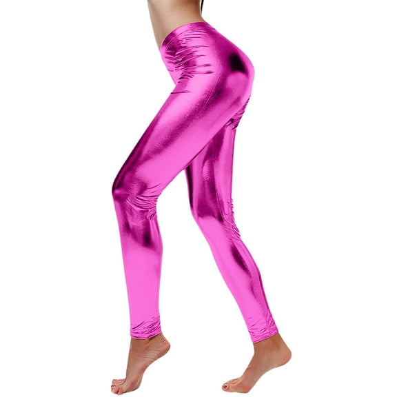 Prolriy Lounge Pants Women, Women's Pure Color Stretch Slim Sexy Interest Leather Leggings Women's Pants Purple M
