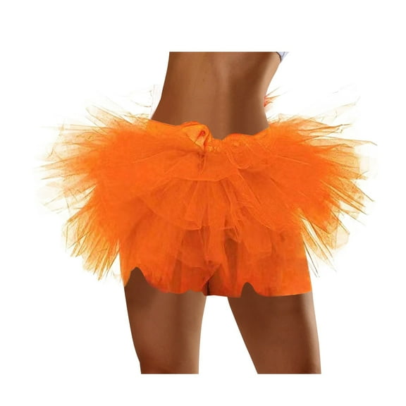 Prolriy Mardi Gras Outfit for Women Five Layer American Mesh Cake Skirt Tutu Skirt Mesh Skirt Cosplay Tutu Skirt Beach Adult Five Layer Tu Tu Skirt Tutu for Women Adults Skirts for Women Orange