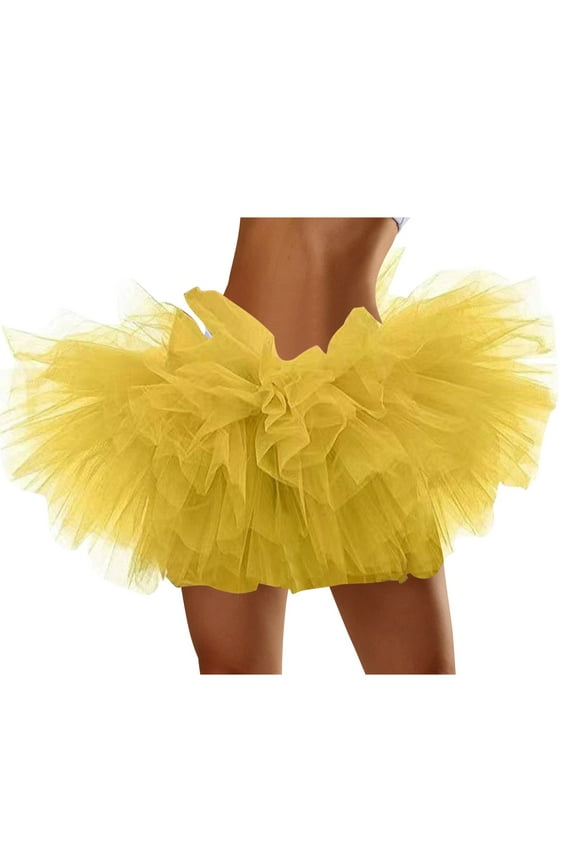 Mardi Gras Outfit for Women Five Layer American Mesh Cake Skirt Tutu Skirt Mesh Skirt Cosplay Tutu Skirt Beach Adult Five Layer Tu Tu Skirt Tutu for Women Adults Skirts for Women Yellow