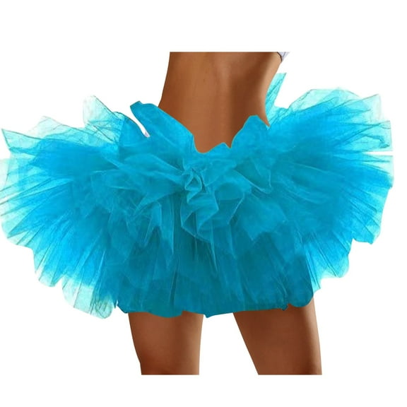 Prolriy Mardi Gras Outfit for Women Five Layer American Mesh Cake Skirt Tutu Skirt Mesh Skirt Cosplay Tutu Skirt Beach Adult Five Layer Tu Tu Skirt Tutu for Women Adults Skirts for Women Sky Blue