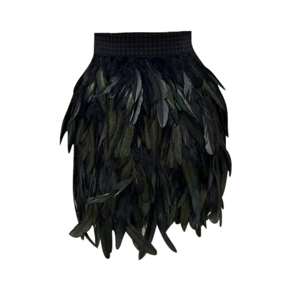 Prolriy Mardi Gras Outfit for Women, Women's Feather Masquerade Stage Costume Performance Skirt Mini Skirts for Women, Women's Skirts Black XXXL