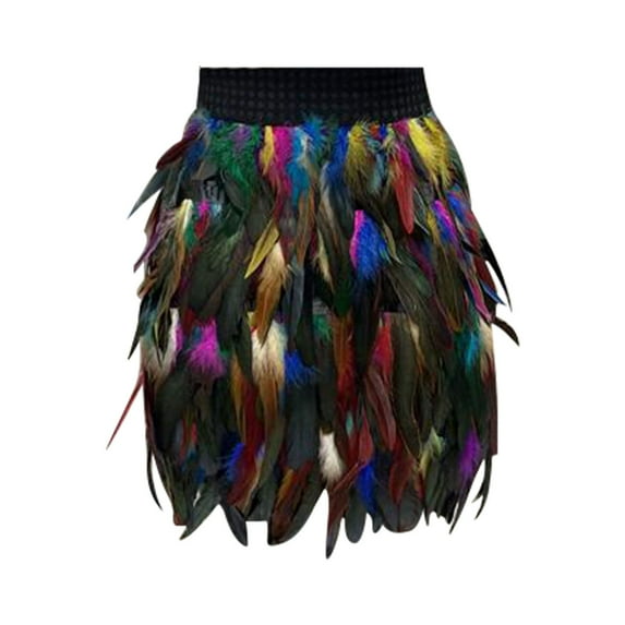 Prolriy Mardi Gras Outfit for Women, Women's Feather Masquerade Stage Costume Performance Skirt Mini Skirts for Women, Women's Skirts Camouflage L