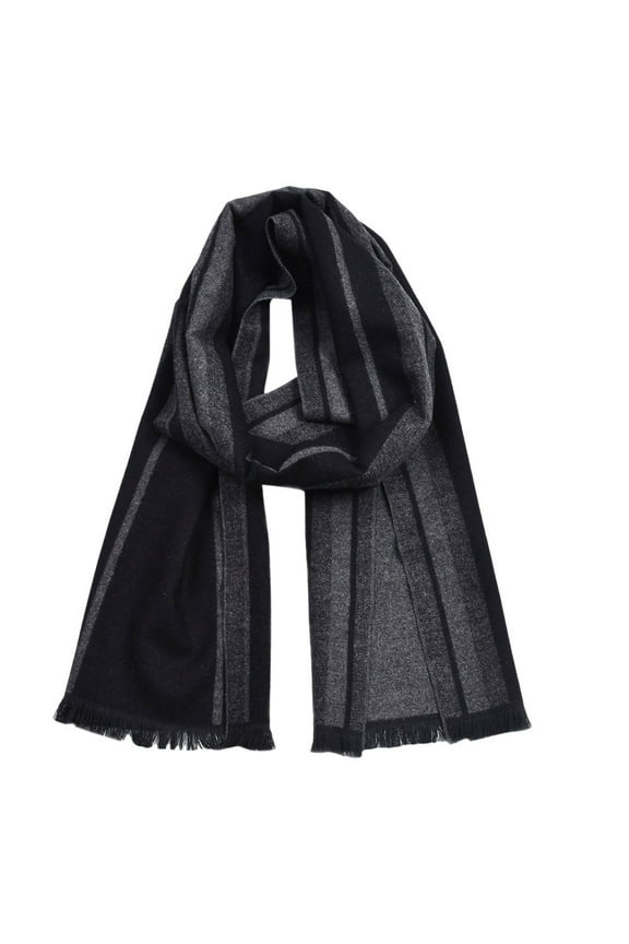 Men Scarf Men Winter Warm Scarf Long Wrap Shawl Stripe Knit Scarf Scarf for Men Black