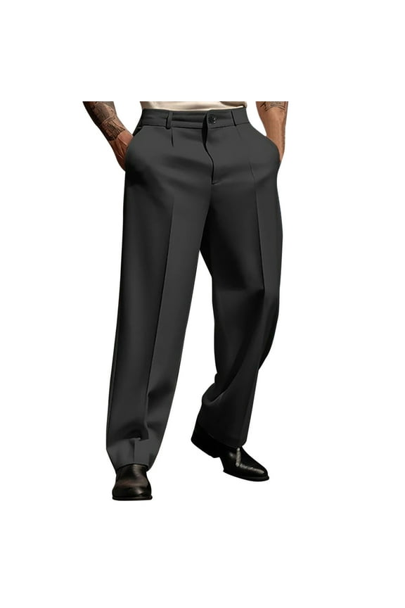 Mens Dress Pants Men's Formal Slanted Pocket Straight Tube Solid Color Comfortable and Breathable Outdoor Daily Outdoor Fashion Pants Men's Pants Black XXL
