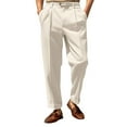 thumbnail image 1 of Prolriy Mens Dress Pants Men's Suit Trousers with Pleat and Expandable Waistband Classic Cut Outwear Men's Pants White S, 1 of 7