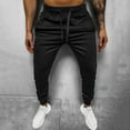 thumbnail image 1 of Prolriy Mens Pants Sweatpants for Men, Mens Hip Hop Pants Casual Solid Color Lace-Up Track Cuff Workout Pants with Pocket Mens Sweatpants Men's Pants Black XXXL, 1 of 3