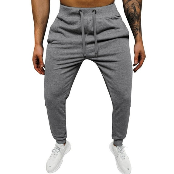 Prolriy Mens Pants Sweatpants for Men, Mens Hip Hop Pants Casual Solid Color Lace-Up Track Cuff Workout Pants with Pocket Mens Sweatpants Men's Pants Dark Gray L