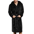 thumbnail image 1 of Prolriy Mens Robe Long Lengthened Coat Shawl Bathrobe Plush Winter Sleeved Robe Men's Coralline Robe for Men Black M, 1 of 8