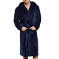 thumbnail image 1 of Prolriy Mens Robe Long Lengthened Coat Shawl Bathrobe Plush Winter Sleeved Robe Men's Coralline Robe for Men Blue XXL, 1 of 4