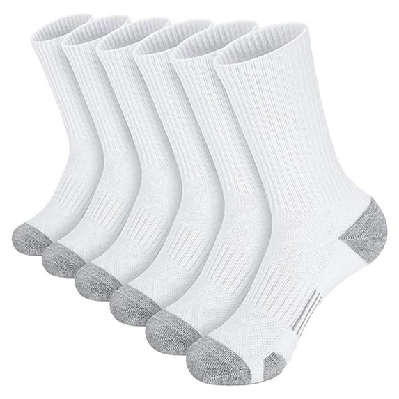 Prolriy Mens Socks, 5Pc Men's Basketball Socks Soccer Socks Men Solid Color Short for Athletic Running Cycling Socks for Men White