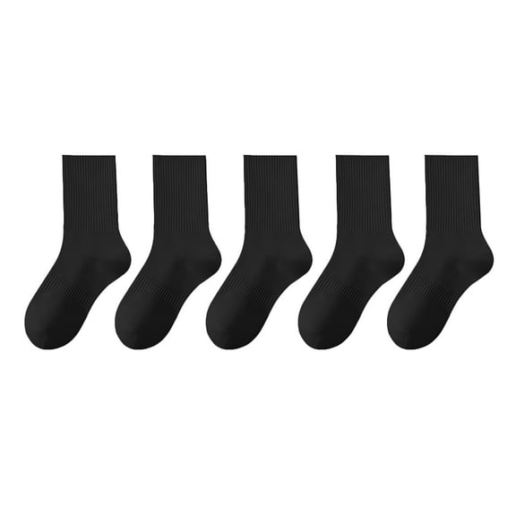 Prolriy Mens Socks, Mens Dress Socks 5 Socks Men's Summer Socks Absorbent Mid Tube Socks Black Business Sports Stockings Socks for Men Black1