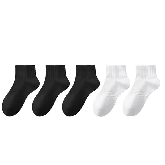 Prolriy Mens Socks, Mens Dress Socks 5 Socks Men's Summer Socks Absorbent Mid Tube Socks Black Business Sports Stockings Socks for Men Black3