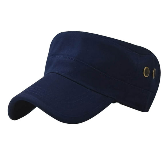 Prolriy Military Cadet Hats for Men Adult Casual Fashion Solid Adjustable Outdoor Sunshade Breathable Hat Army Baseball Cap Navy One Size