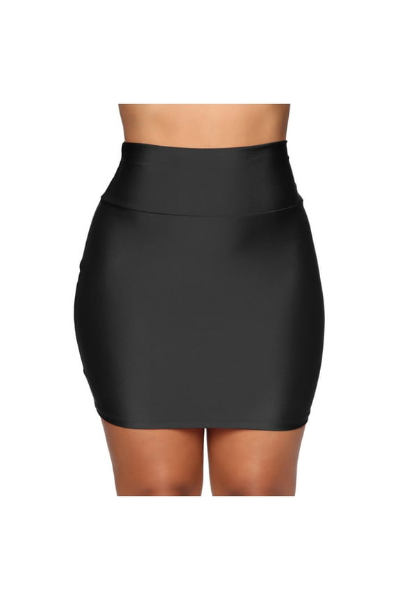 Mini Skirt Fashion Women Stretch Tight Skirt Solid High Waist Short Slim Mini Skirts for Women Black L