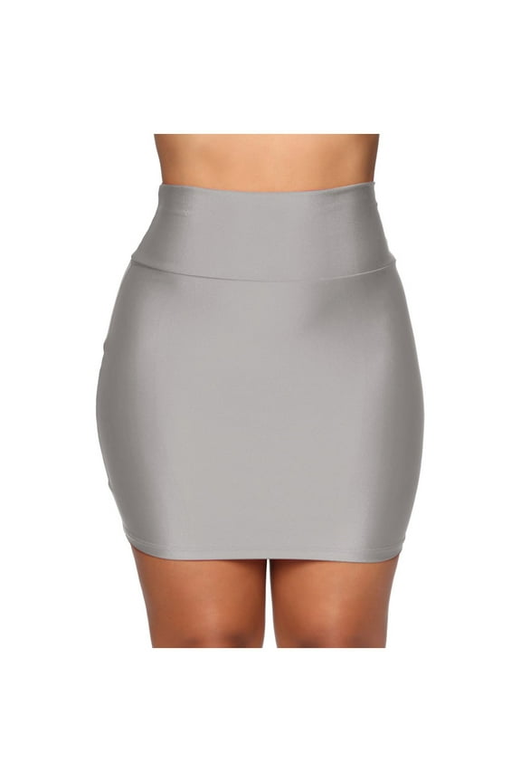 Mini Skirt Fashion Women Stretch Tight Skirt Solid High Waist Short Slim Mini Skirts for Women Grey M