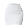 thumbnail image 1 of Prolriy Mini Skirt Women's 1 Piece Skirts Basic Versatile Stretchy Ribbed Casual High Waist Mini Skirts for Women White S, 1 of 9