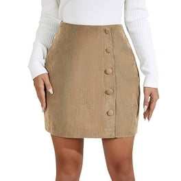 Spring Sale 2024 Hontri Skirts for Women Womens Corduroy Skirts Fall Winter High Waist Button Down A Line Short Mini Skirt with Pockets Skirts for Women Brown L Walmart