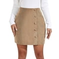 thumbnail image 1 of Prolriy Mini Skirt Womens Corduroy Skirts Fall Winter High Waist Button Down A Line Short Mini Skirt with Pockets Skirts for Women Beige M, 1 of 7