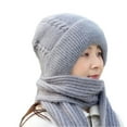 thumbnail image 1 of Prolriy Neck Gaiter Integrated Ear Windproof Cap Scarf Knitting Thick Warm Ear Guard Hat Hooded Scarf Women Winter Knitted Hat Neck Warmer Scarf for Women Grey, 1 of 8