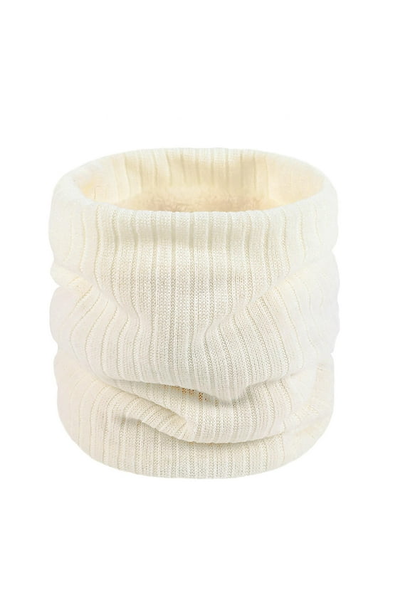 Neck Gaiter Winter Scarf Men Women Warm Knitted Ring Scarves Wool Thick Neck Warmer Scarf for Women White