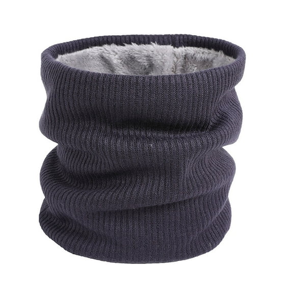 Prolriy Neck Gaiters for Men Winter Double Layered Plush Outdoor Pullover Couple Warm Solid Color Single Loop Knitted Neck Cover Neck Scarf for Women Neck Warmer Navy