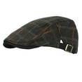 thumbnail image 1 of Prolriy Newsboy Hats for Men Flat Mens Hats Women Men Plaid Embroidery Hat Simple Peaked Cap Washed Breathable Forward Cap Cabbie Beret Hats for Men Brown, 1 of 4