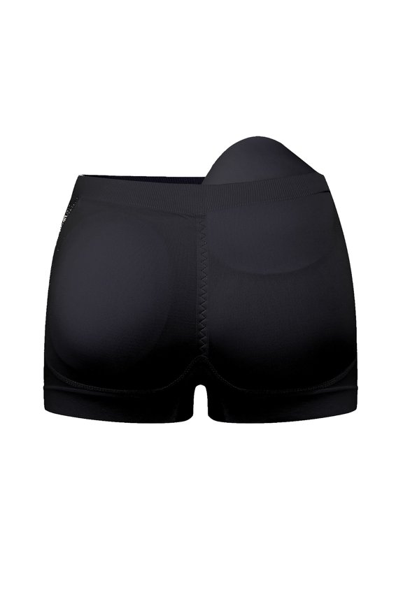 Padded Butt Underwear for Women, Women's Solid Color Mid Waist Detachable Fart Pad Perky Buttocks Shaping Flat Angle Pants Shaping Underwear Butt Lifting Panties Black XL