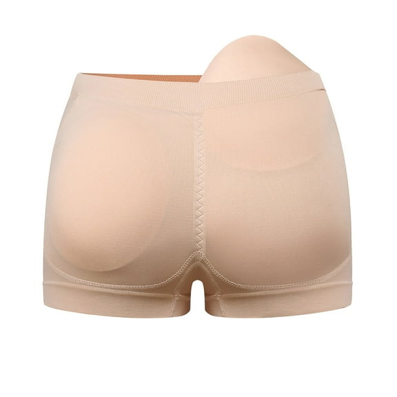 Prolriy Padded Butt Underwear for Women, Women's Solid Color Mid Waist Detachable Fart Pad Perky Buttocks Shaping Flat Angle Pants Shaping Underwear Butt Lifting Panties Khaki XL