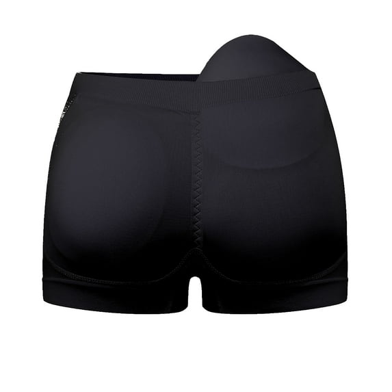Prolriy Padded Butt Underwear for Women, Women's Solid Color Mid Waist Detachable Fart Pad Perky Buttocks Shaping Flat Angle Pants Shaping Underwear Butt Lifting Panties Black M