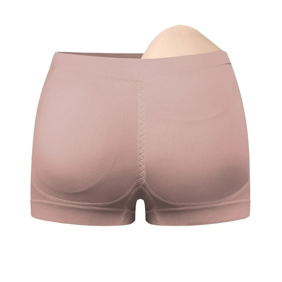 Prolriy Padded Butt Underwear for Women, Women's Solid Color Mid Waist Detachable Fart Pad Perky Buttocks Shaping Flat Angle Pants Shaping Underwear Butt Lifting Panties Pink XL