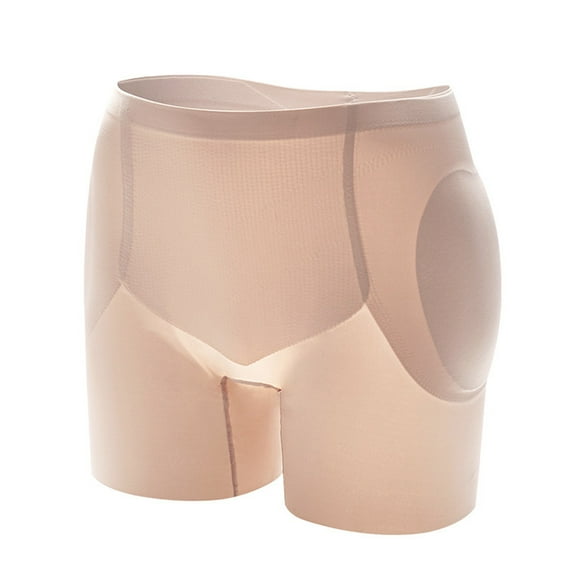 Prolriy Padded Underwear for Women Ladies' Solid Color Flat Angle Buttock Lifting Artifact Buttock Latex Pad Buttock Shaping Butt Lifting Panties Khaki M