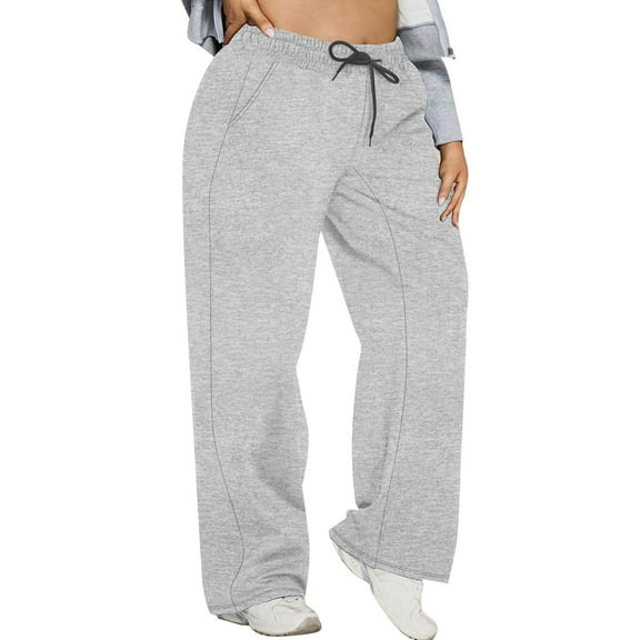 Prolriy Palazzo Pants for Women Large Size Wide Leg Straight Leg Casual Pants with Pockets for Women Loose Wide Leg Pants Woman, Women's Pants Silver XL