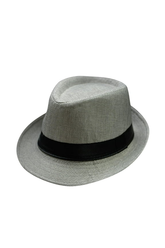 Panama Hat Men Fedora Hats Men and Women Retro Jazz Hat Soild British Sun Hat Travel Sun Hats for Women Grey