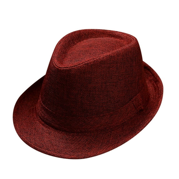 Prolriy Panama Hat Men Fedora Hats Men and Women Retro Jazz Hat Soild British Sun Hat Travel Sun Hats for Women Red