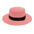 thumbnail image 1 of Prolriy Panama Hat Men Fedora Hats Mens and Womens Square Buckle Dome Panama Lafite Flat Top Hat Summer Travel Sunshade Sun Hat Beach Big Brim Hat Sun Hats for Women Pink, 1 of 3