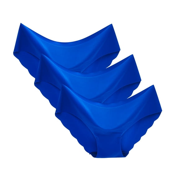 Prolriy Panties for Women Color Breathable Silk Women's 3Pc Solid Midwaist Underwear Non- Cotton Underwear for Women, Womens Underwear Blue XL