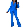 thumbnail image 1 of Prolriy Pants Suits for Women Dressy Women's V Neck Lapel Fashion Casual Solid Color Suit Two Set Classy Outfits for Women Blue M, 1 of 7