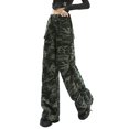 thumbnail image 1 of Prolriy Pants for Women Ladies Wide Leg Baggy Cargos Pants Denim Trouser Loose Sweatpants Baggy Prints Color Jeans Plus Size Women's Jeans Women's Pants Camouflage S, 1 of 9